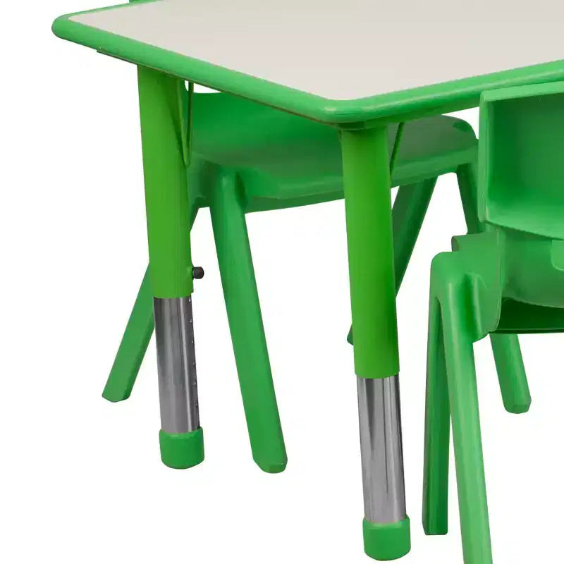 Set Tavolo Attività Rettangolare Regolabile in Altezza in Plastica Emma and Oliver 23.625"W x 47.25"L con 6 Sedie
