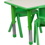 Set Tavolo Attività Rettangolare Regolabile in Altezza in Plastica Emma and Oliver 23.625"W x 47.25"L con 6 Sedie