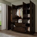 Hitow Armadio 2 Cassetti Grandi Zona Centrale Appendiabiti con Specchio Stile Minimalista