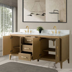 Mobile lavabo doppio Vanity Art 72 per bagno con piano in marmo composito