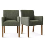 Set di 6 sedie da pranzo imbottite con braccioli, poltrone moderne in lino con gambe in legno, sedie occasionali per sala da pranzo, soggiorno - Panipeachy