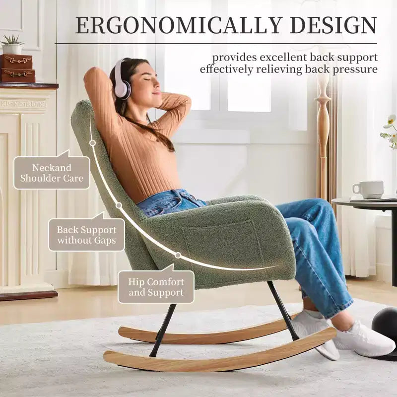 Sedia a dondolo per la cameretta, sedia a dondolo per allattamento da soggiorno, comode poltrone per camera da letto, poltrone imbottite in peluche per interni