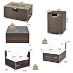 Set di mobili da giardino in rattan da 8 pezzi con braciere, supporto per bombole e copertura
