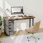 Scrivania per computer da 47 pollici con 5 cassetti, tavolo da studio/scrittura moderno rustico reversibile, workstation per ufficio domestico per piccoli spazi