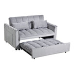 Moderno divano letto estraibile, divano letto 3-in-1 con schienale regolabile, divanetto in velluto, cuscini e tasche laterali