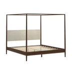 Letto a baldacchino Harbor King con testiera imbottita, biondo/Swiss Coffee (MD2411-01)