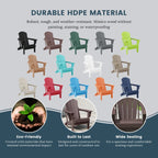 Polytrends Laguna Sedia Adirondack Pieghevole da Esterno per Patio Resistente allo Sbiadimento e alle Intemperie
