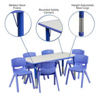 Set Tavolo Attività Rettangolare Regolabile in Altezza in Plastica Emma and Oliver 23.625"W x 47.25"L con 6 Sedie