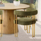 Set Tavolo da Pranzo Rotondo Espandibile a Ovale con 4 Poltroncine in Velluto, Design Moderno con Base a Piedistallo, Posti a Sedere Fino a 8 Persone-Panipeachy