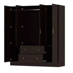 Hitow Armadio 2 Cassetti Grandi Zona Centrale Appendiabiti con Specchio Stile Minimalista