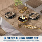 Tavolo e sedie da cucina con struttura in metallo, set da 5 pezzi, con design smussato