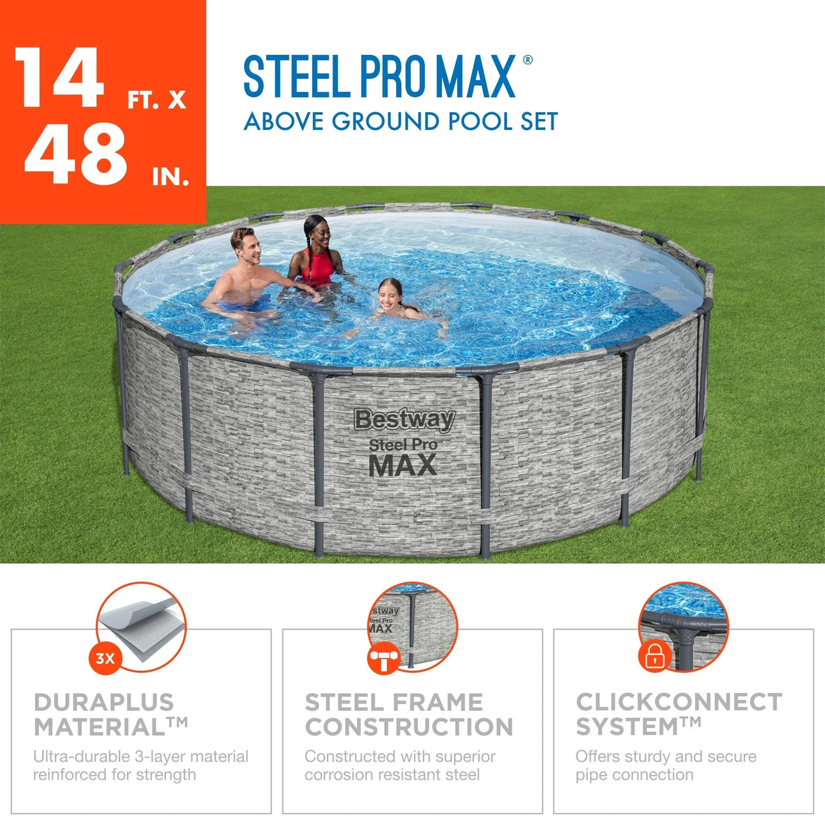 Piscina Fuori Terra Rotonda Bestway Steel Pro MAX con Pompa e Copertura