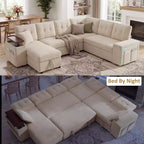 Divano letto componibile modulare Dyonery 112 con letto estraibile, divano componibile a U con contenitore, divani con seduta extra ampia e profonda per soggiorno