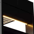 Letto a castello da gaming in legno a grandezza naturale con scrivania integrata, mensole, luci LED a 7 colori e stazione di ricarica, nero - ModernLuxe