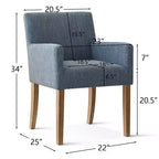 Set di 6 sedie da pranzo imbottite con braccioli, poltrone moderne in lino con gambe in legno, sedie occasionali per sala da pranzo, soggiorno - Panipeachy
