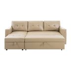 Divano componibile convertibile reversibile con letto estraibile, chaise longue con contenitore nascosto e gambe durevoli