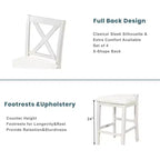Set da pranzo Homy Casa 5 pezzi, tavolo e sedie altezza bancone con mensole, bianco e noce, stile moderno rustico