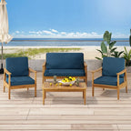 Salotto da esterno a 4 posti in legno di acacia Willowbrook di Christopher Knight Home