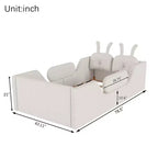 Whisen Twin - Letto a piattaforma, Letto imbottito da pavimento per bambini con cuscino a coniglio, Sponde laterali rimovibili