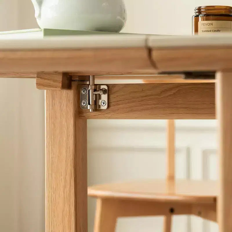 GDFStudio Agatha Tavolo Pieghevole Moderno in Legno Massello per 4-6 Persone con Piano in Lastra di Roccia