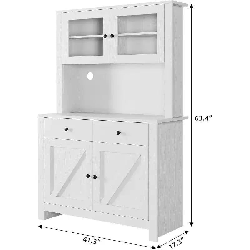 Mobile Dispensa da Cucina con Supporto per Microonde, Credenza con Mobile Buffet e Ripiani Regolabili, per Cucina, Sala da Pranzo