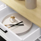 Mobiletto portarifiuti a scomparsa HOMCOM con cassetti, mobiletto da cucina in stile rustico con pattumiera nascosta