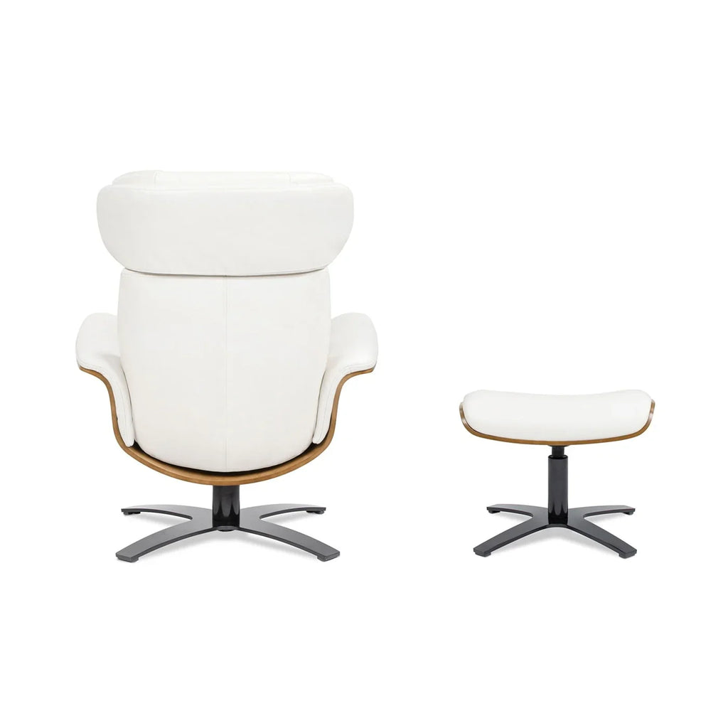 Jovan 31.5 Poltrona reclinabile in vera pelle con pouf