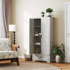 HOMCOM Credenza a 2 Ante da Cucina, Mobile Dispensa Alto con 2 Ante Scorrevole, Ripiani Regolabili e Cassetto