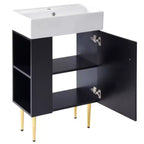 21.6 Mobile da bagno bianco, Mobile combinato, Armadietto contenitore per bagno, Lavabo singolo in ceramica, Vano contenitore a sinistra