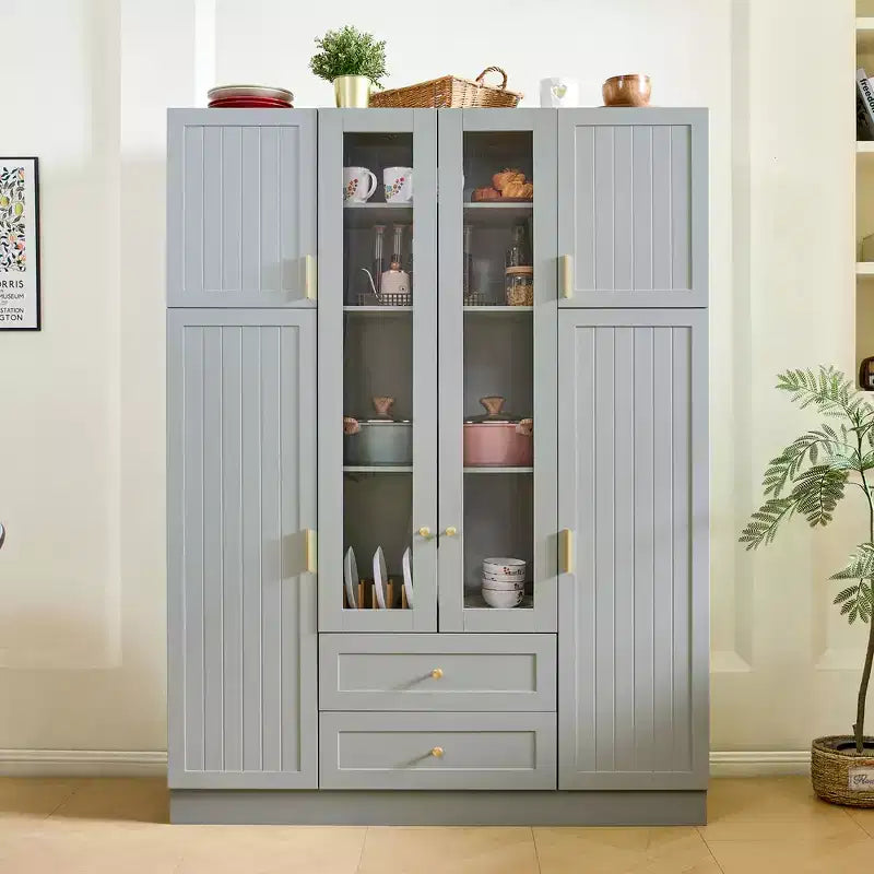 Dispensa da Cucina Autoportante Whisen 71''H, Grande Armadio Contenitore per Sala da Pranzo con 6 Ante, Ripiani Regolabili