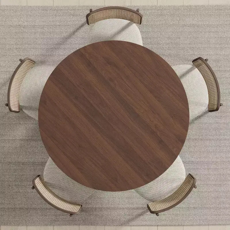 Tavolo da pranzo rotondo PexFix 45 x 45 in legno massello con finitura noce ed eleganti gambe ad arco per sale da pranzo e cucine moderne