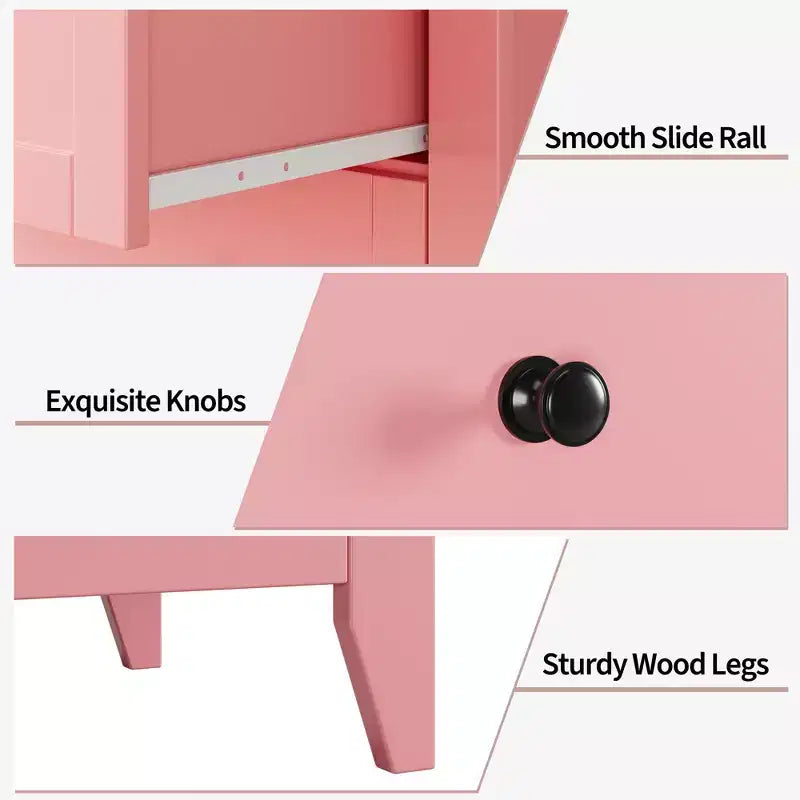 Comò a 5 cassetti alto 108 cm per camera da letto, mobile contenitore in legno con cassetti profondi 30 cm e pomelli in metallo dorato, ideale per ingresso o corridoio