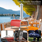 Forno per pizza da esterno multifuel per pizza con bruciatore a gas e contenitore per legna - 12 pollici