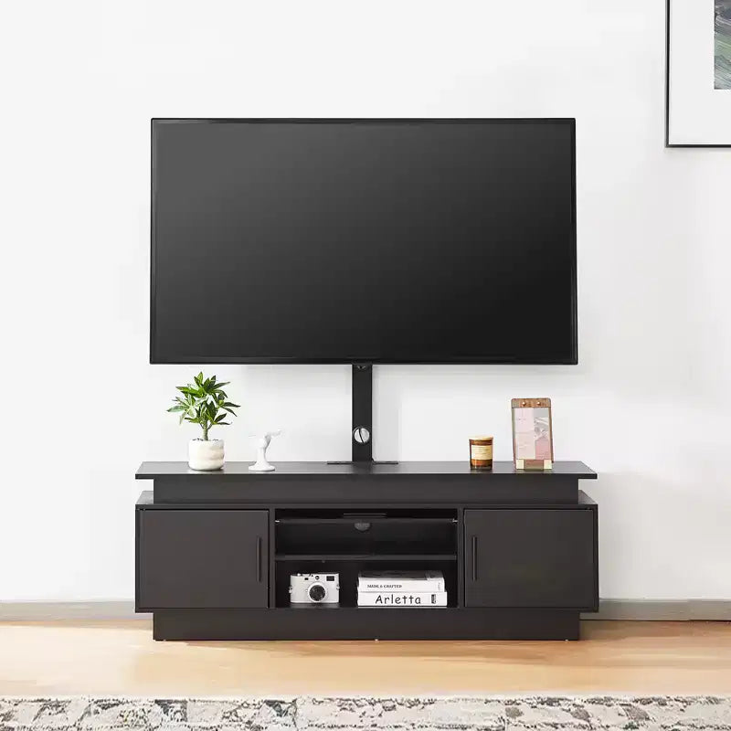 VEVOR Mobile TV 52" con Supporto per TV Fino a 75", Centro di Intrattenimento con Presa di Corrente, Regolabile in Altezza, Nero