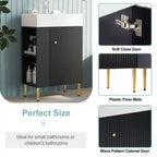 21.6 Mobile da bagno bianco, Mobile combinato, Armadietto contenitore per bagno, Lavabo singolo in ceramica, Vano contenitore a sinistra