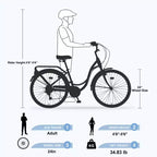 Bicicletta da donna Zeus & Ruta 24 pollici con 7 velocità e telaio in acciaio