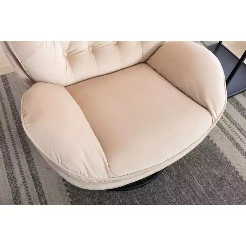 Poltrona Svedese Okak con Pouf, Poltrona Moderna Senza Braccioli Stile Mid-Century per Soggiorno, Morbida e Confortevole per Guardare la TV, Giocare