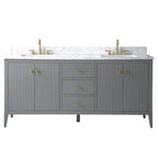 Mobile lavabo doppio Vanity Art 72 per bagno con piano in marmo composito