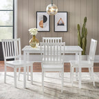 Set di 4 sedie da pranzo con schienale a doghe in legno massello, struttura robusta, design classico, facile montaggio