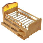 Letto a soppalco basso Whisen con luci a LED, testiera a forma di casetta e cassetti portaoggetti, struttura solida
