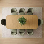 Set da pranzo 9 pezzi per 8 persone, tavolo allungabile con base a cavalletto e sedie imbottite con gambe in legno massello-Panipeachy