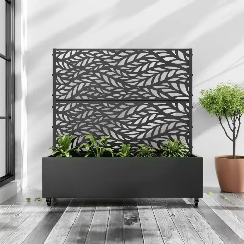 MAYEERTY Fioriera con traliccio in ferro nero a persiana classico Helen Street 01 Stile combinato 72x47x16in Set da 3 pezzi