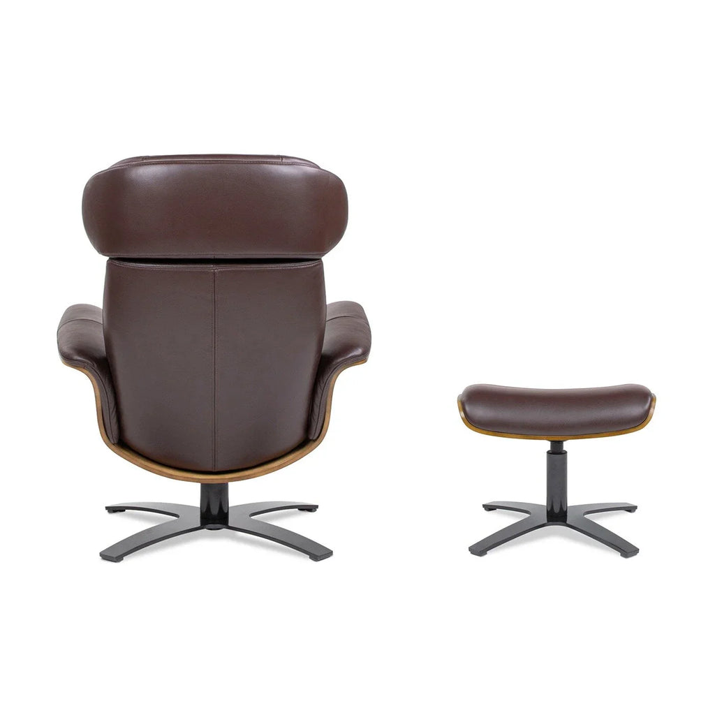 Jovan 31.5 Poltrona reclinabile in vera pelle con pouf