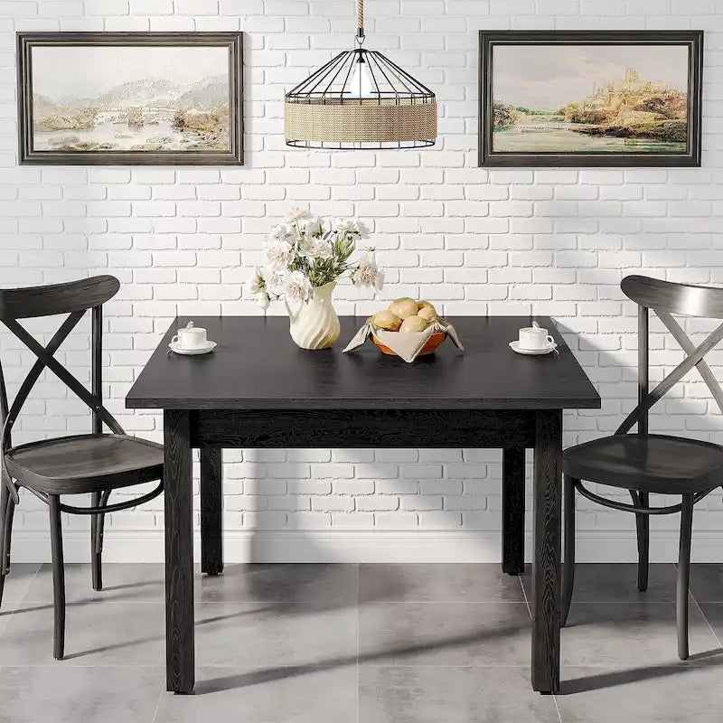 Tavolo da pranzo quadrato da 100 cm per 2-4 persone con gambe in legno massello per soggiorno e sala da pranzo