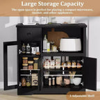 Mobiletto da cucina per microonde con contenitore, con 3 ante, 1 cassetto e ripiani regolabili, mobiletto dispensa