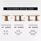 Set Tavolo da Pranzo Rotondo Espandibile a Ovale con 4 Poltroncine in Velluto, Design Moderno con Base a Piedistallo, Posti a Sedere Fino a 8 Persone-Panipeachy