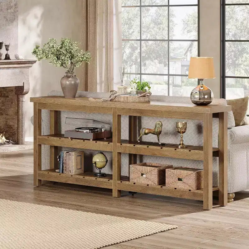 Tribesigns 70.86 Tavolo Consolle Extra Lungo, Tavolo d'Ingresso a 3 Livelli Stile Rustico, Tavolo da Divano Dietro al Divano per Soggiorno, Corridoio, Ingresso