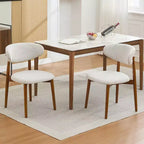 Set di 4 sedie da pranzo, sedie da pranzo imbottite moderne di metà secolo, sedie da cucina in stile rustico con seduta in tessuto imbottito e gambe in legno, beige