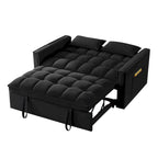 Divano letto a due posti 4 in 1 con braccioli e tasche portaoggetti, divano letto estraibile multifunzionale trapuntato con schienale regolabile