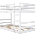 Letto a castello basso, letto a castello in legno con scaletta, letto a castello con sponde di sicurezza complete